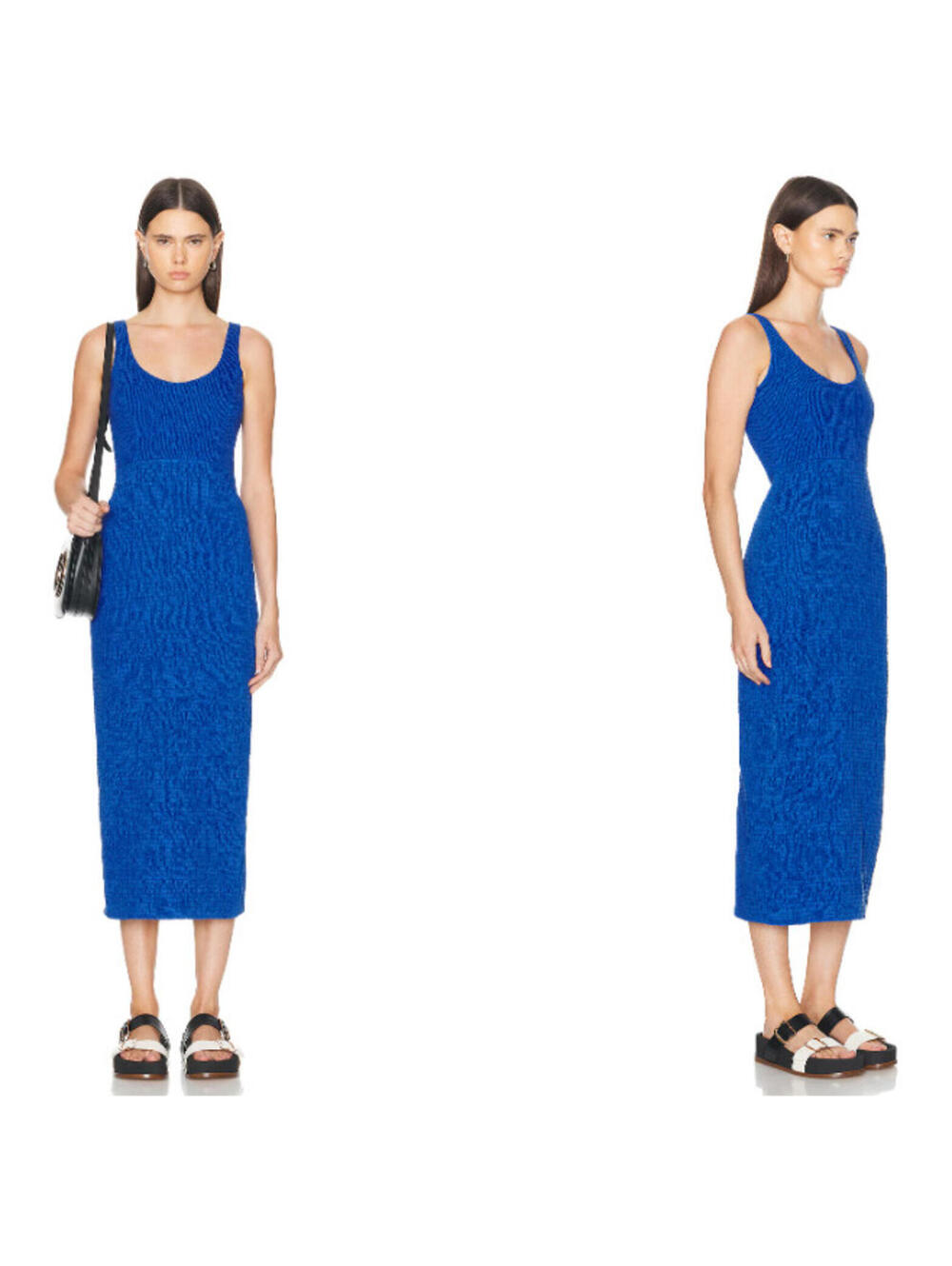Gabriela Hearst Girard shirred linen midi dress Bright blue size 40EUR US4 $3950